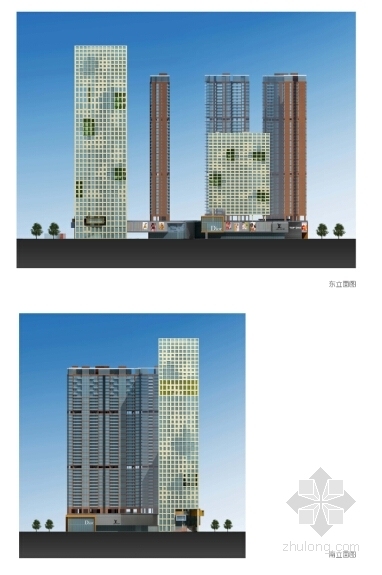 [深圳]现代风格超高层办公楼城市综合体设计方案文本-现代风格超高层办公楼城市综合体立面图