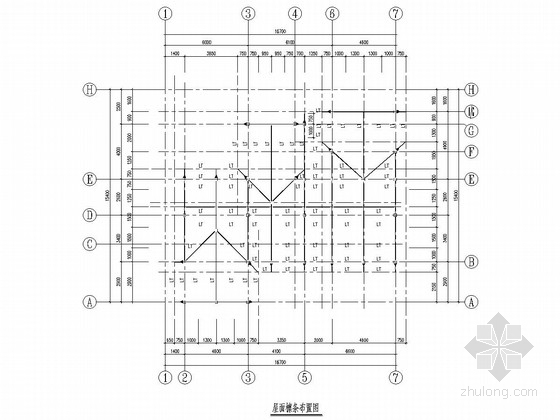 [苏州]两层钢框架结构别墅结构施工图（含pkpm计算模型 建筑图）-屋面檩条布置图 