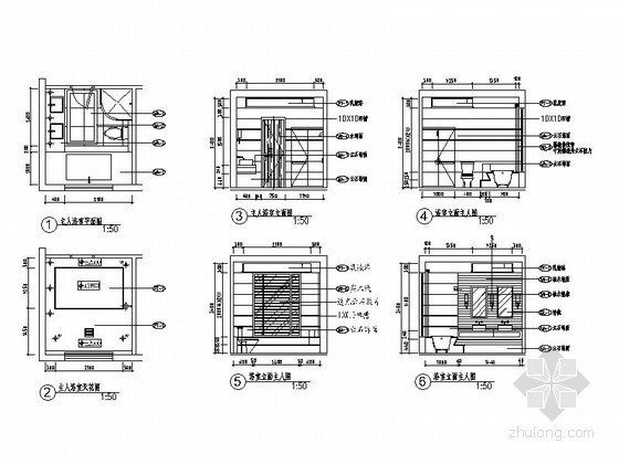 浴室立面cad资料下载-主人房浴室立面图