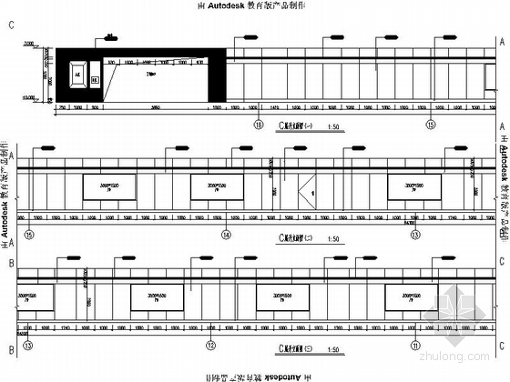 [上海]现代轨道交通线路工程室内站台装修施工图站厅层立面图