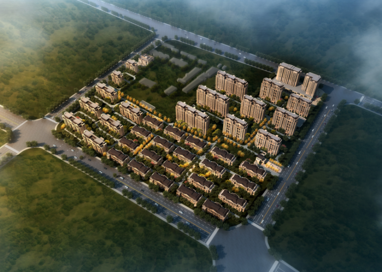 中国古典风格多层住宅资料下载-[山西]某新古典风格住区建筑设计方案文本模型