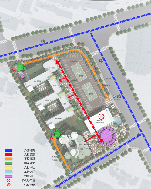 [杭州]火车站东站枢纽地学校建筑设计方案文本-交通分析图