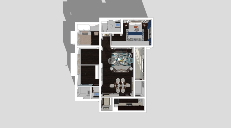 现代日式风格住宅设计资料下载-现代美式风格住宅方案客厅设计模型