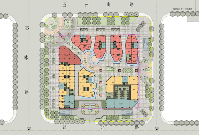 [江苏]三套绿地中央广场镇江高铁站投标方案（含国外事务所）-首层平面图