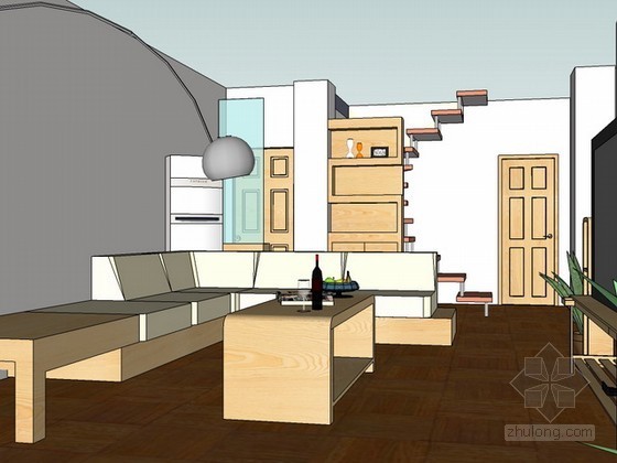 景观开敞空间模型资料下载-室内家居空间sketchup模型下载