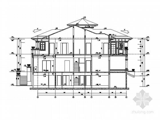 [上海]豪华气质欧式别墅装修设计CAD施工图立面图