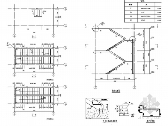 [苏州]两层钢框架结构别墅结构施工图（含pkpm计算模型 建筑图）-钢楼梯详图