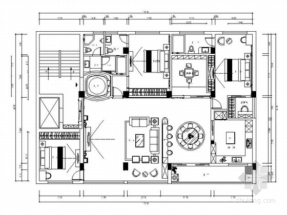 欧式立柱cad资料下载-精品欧式风格三居室室内装修施工图（图纸细致完整 推荐！）