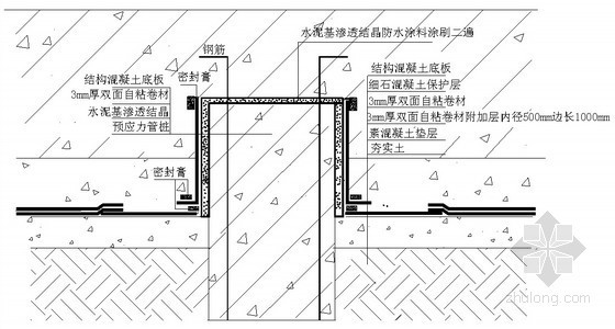 建筑工程预应力管桩桩头防水施工工法（附图）-预应力管桩桩头防水构造图 