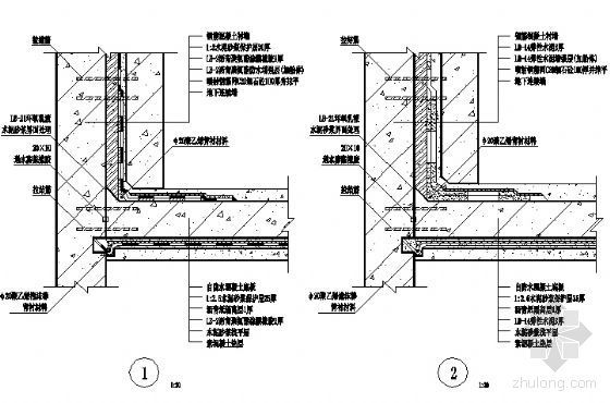 地下连续墙防水构造资料下载-二合一地下连续墙防水构造图（II级设防）