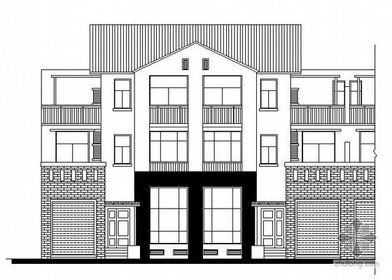 双拼别墅图纸设计图三层资料下载-某三层双拼别墅建筑方案图