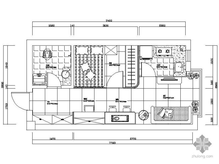 单身公寓建筑总户型图资料下载-某单身公寓平面方案
