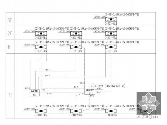 [上海]超高层商业综合体全套强电图纸290张（完整配电系统 美国知名事务所）-智能应急疏散照明说明及系统图