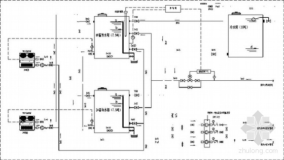 连锁系统资料下载-某连锁酒店热泵系统图