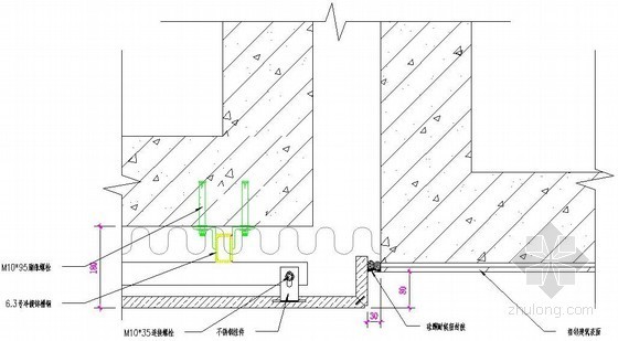 复合木地板石材交接节点资料下载-干挂石材与相邻建筑交接节点详图
