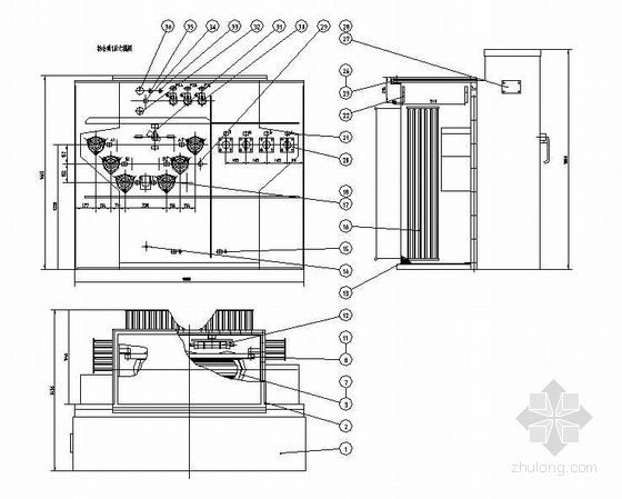 主变压器水喷雾图纸资料下载-ZGS9-H-800密封式组合变压器全套箱体图纸