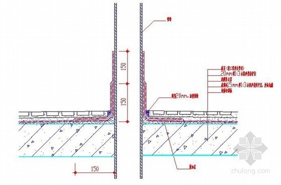 建筑首层卫生间大样图资料下载-厨房、卫生间防水节点大样图