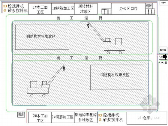 工业厂房平面dwg资料下载-[江苏]工业厂房施工平面布置图