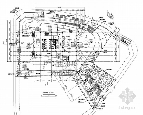 [重庆]某148米超高层企业办公楼建筑施工图（含效果图）-首层平面图