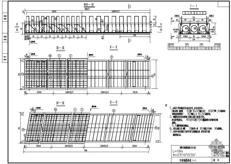 10m装配式钢筋混凝土资料下载-某L10m装配式钢筋混凝土空心板中板钢筋节点构造详图（一）