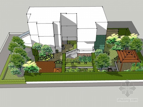吐根哈特住宅模型资料下载-住宅景观SketchUp模型下载