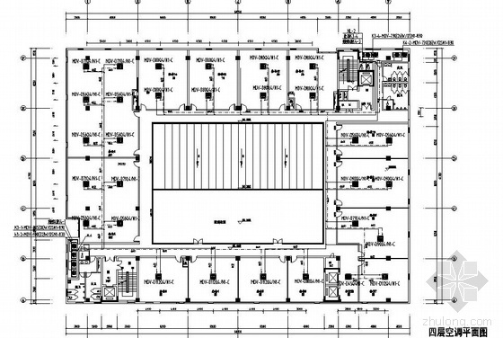 商场首层CAD平面图资料下载-某商场及办公楼空调平面图
