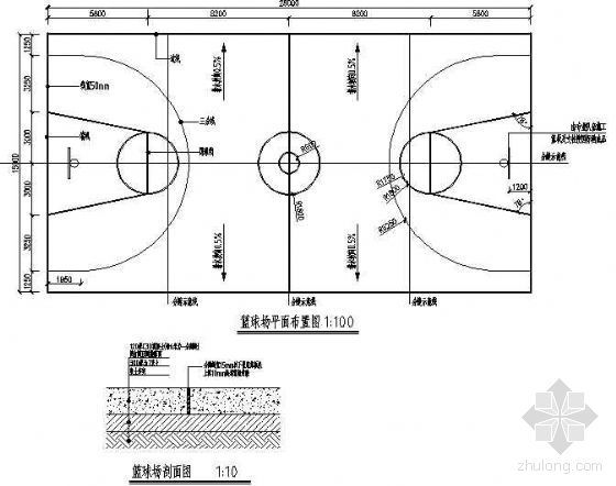 篮球场cad平面图资料下载-篮球场平面布置图