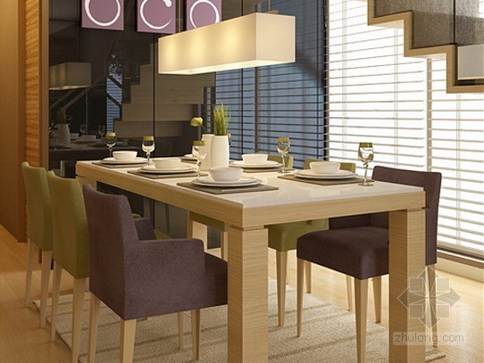 简约餐桌3D模型资料下载-现代简约餐桌椅组合