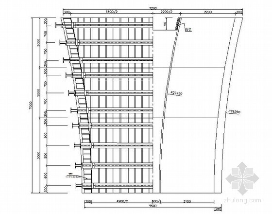 跨长江大桥工程13m～32m墩身施工组织设计附CAD（含计算书）-墩身变截面段模板立面图 