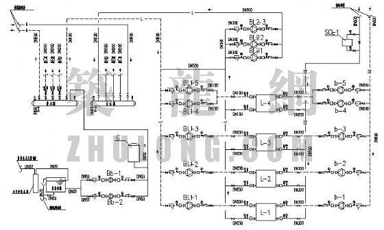 冷冻机房流程图资料下载-电制冷水冷式制冷机房管路系统流程图