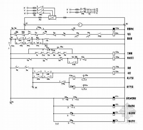 电气控制电路图CAD资料下载-电梯电气控制电路图