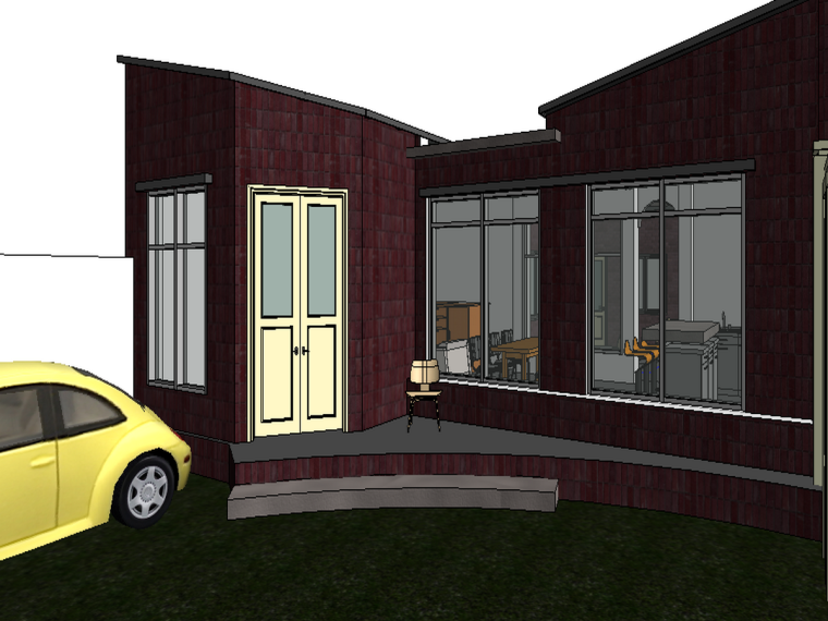 BIM模型-revit模型-​单层别墅设计-3别墅入口