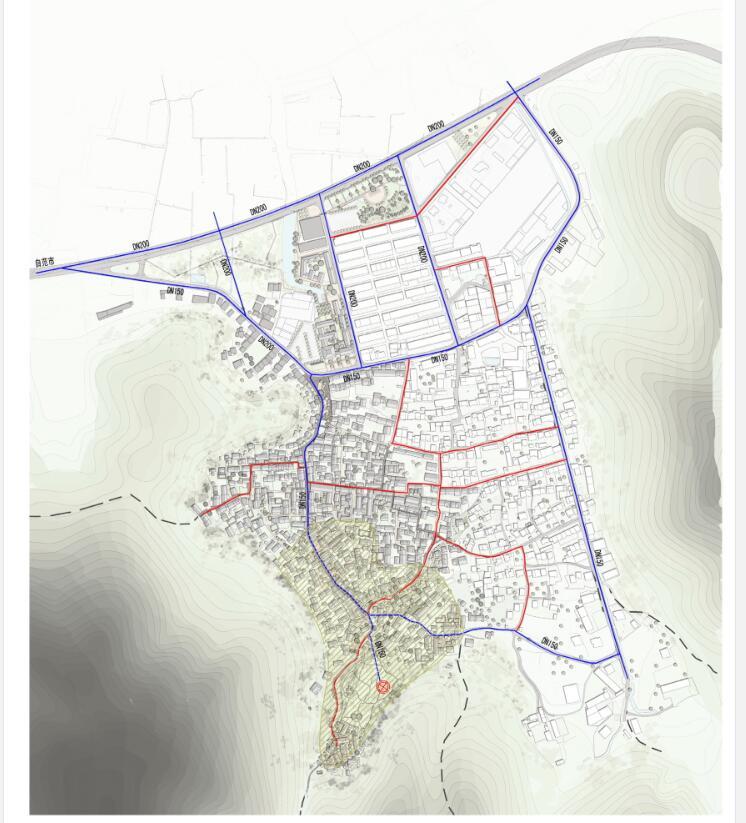 [浙江]某镇方家河头村建设规划方案文本设计-给水规划图