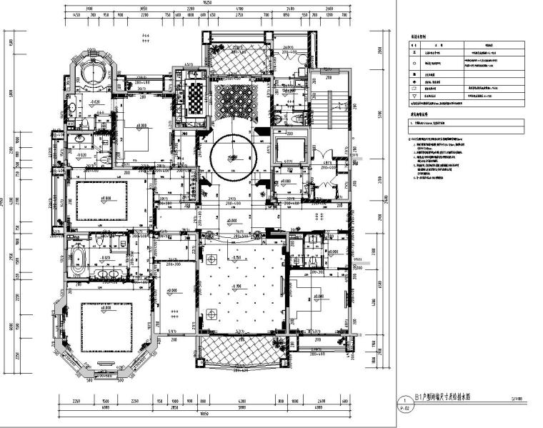 [陕西]西安曲池东岸样板间B1户型室内施工图设计（CAD+实景图）-排水平面图