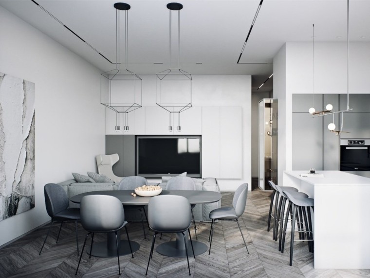 明亮色调的现代公寓资料下载-明斯克黑白灰色调现代公寓