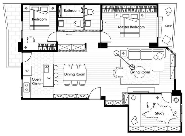 105平方米3居室资料下载-105㎡两居室工业风，又酷又随和的家~