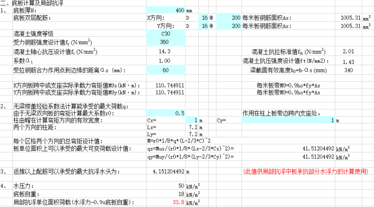 边坡锚杆防护施工表格资料下载-地下室抗浮计算(含锚杆，2017）