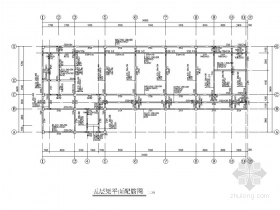 [重庆]五层框架结构中学校教学楼结构施工图-梁配筋图 