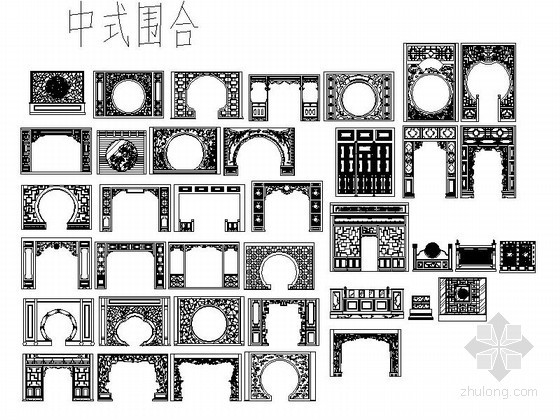 经典中式围合CAD图块下载资料图纸总缩略图 