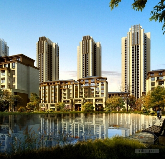 [重庆]现代风格板式高层住宅区规划设计方案文本-现代风格板式高层住宅区规划效果图