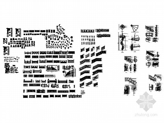 各式装饰品及楼梯栏杆CAD图块下载资料图纸总缩略图 