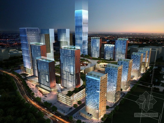 城市综合管廊3D资料下载-城市夜景建筑3D模型下载