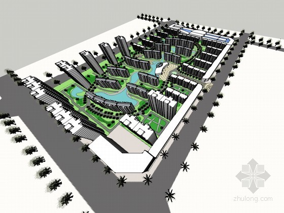 小区规划下载资料下载-小区规划建筑SketchUp模型下载