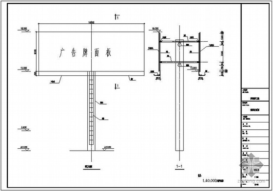 宣传牌基础施工图资料下载-某三面广告牌结构图