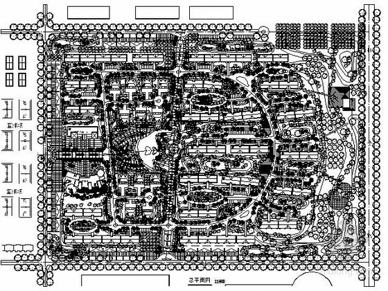 小区规划景观总平面cad资料下载-某12万平方米高校教师住宅小区规划总平面