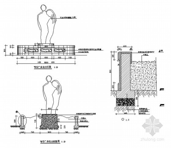 cad花坛资料下载-情侣广场花坛详图