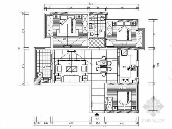 衣柜鞋柜CAD资料下载-[江西]名人雅居三居室室内设计CAD施工图（含效果）