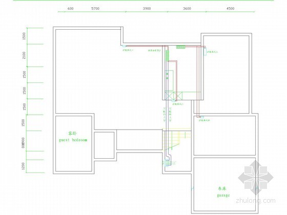 小型别墅采暖系统设计施工图-温控布线图 