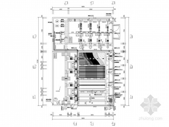 2万吨水厂翻板阀滤池施工图-平面图 