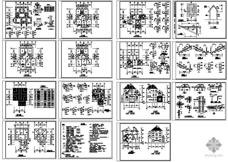 三层别墅CAD结构图资料下载-某三层框架结构别墅建筑结构图